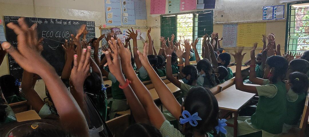 Interactive eco-club sessions at a Chennai school that works with Pitchandikulam Forest
